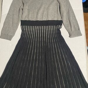 Calvin Klein Gray and Black Pleated A-Line Dress Excellen , Like New